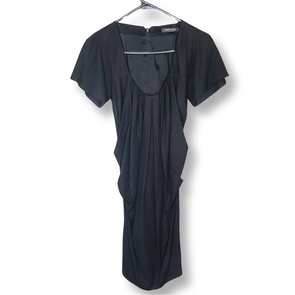 [ PATRITZIA PEPE ] Black Layered Drape Plunge Neck Cocktail Dress : Sz 42